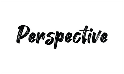 Perspective Typography Hand drawn Brush lettering words in Black text and phrase isolated on the White background