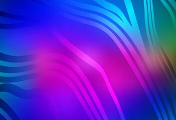 Dark Pink, Blue vector layout with curved lines.