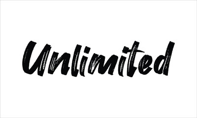 Unlimited Typography Hand drawn Brush lettering words in Black text and phrase isolated on the White background