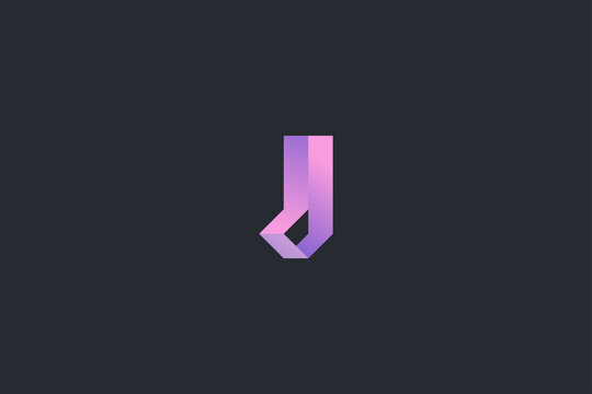 Minimal Geometrical Abstract Letter J Dark Background Logo Template