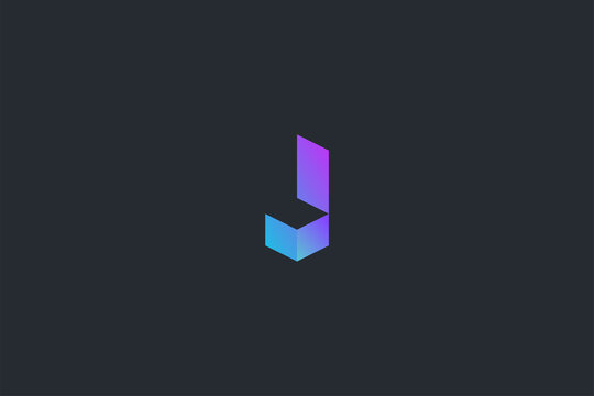 Minimal Geometrical Abstract Letter J Dark Background Logo Template