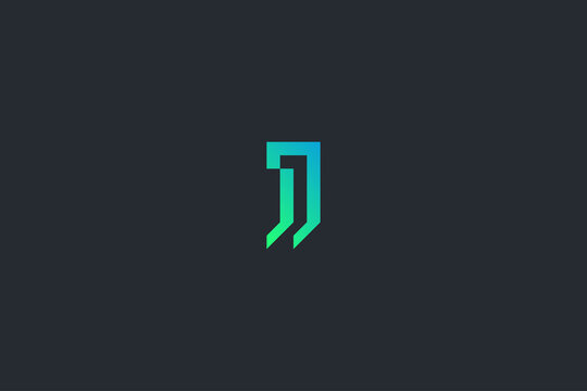Minimal Geometrical Abstract Letter J Dark Background Logo Template