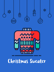 Christmas sweater clothes for winter icon.