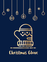 Christmas glove for winter season icon.