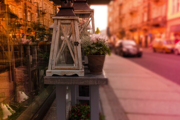 Laterne mit Blumen Deco.