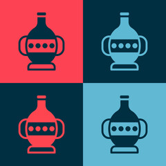 Pop art Ancient amphorae icon isolated on color background. Vector.