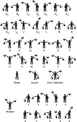 sending signals, semaphore alphabet, black, white, vector, drawing, design, sign, symbol