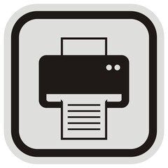 Printer icon, vector icon at gray and black frame