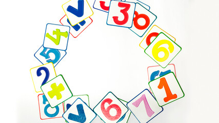 Numbers with circle concept with copy space on white background