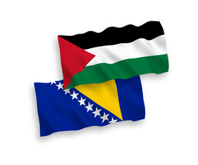 Flags of Bosnia and Herzegovina and Palestine on a white background