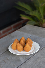 Coxinhas, brazilian snacks, finger food, tasty fried food made with chicken