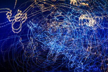 Urban galaxy. Original light painting, long exposure. Abstract photography.