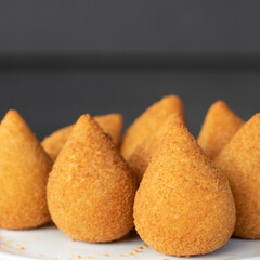 Coxinhas, brazilian snacks, finger food, tasty fried food made with chicken