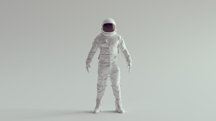 White Navy Astronaut with Black Visor Front View 3d illustration