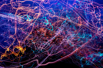 Urban galaxy. Original light painting, long exposure. Abstract photography.