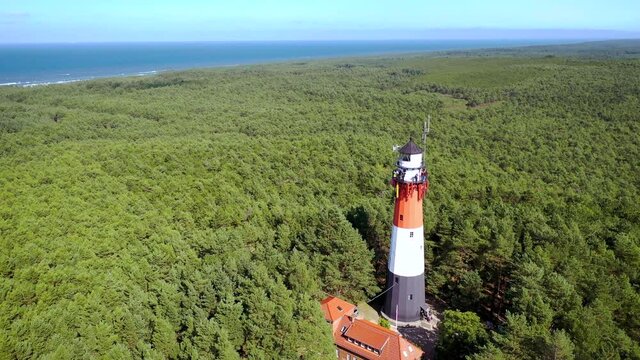 4k drone aerial footage of of Baltic lighthouses - Stilo in Osetnik village, Poland