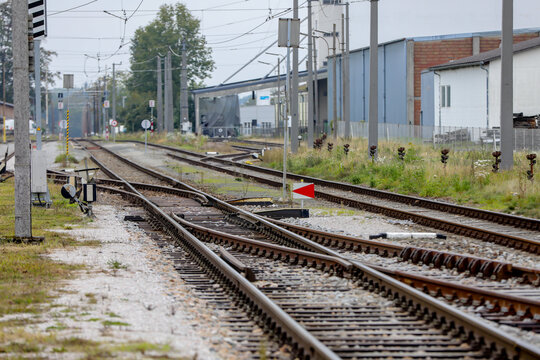 Bahngleis mit Weiche, Weichenstellung,
