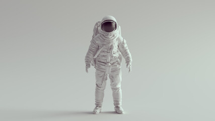 White Astronaut with Black Visor Front View 3d illustration