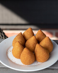 Coxinhas, brazilian snacks, finger food, tasty fried food made with chicken