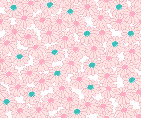 Japanese Cute Sweet Flower Vector Seamless Pattern