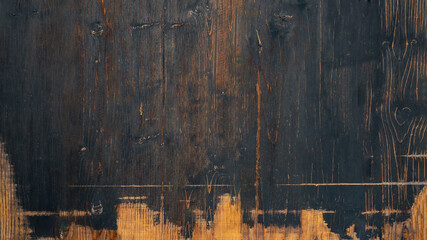 Wood timber background banner - Abstract grunge rustic aged weathered exfoliate peeled dark wooden...