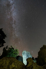 Iconic boulder under the milky way, night shot