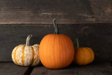 Decorative Pumpkins on wood