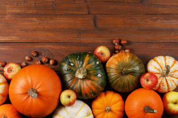 Wood background with pumpkin