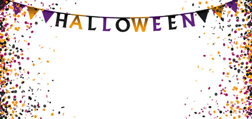 Halloween Buntings Colored Confetti White Header
