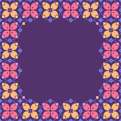 Floral ornamental square background with frame for text or photo. For luxury invitations, greeting cards, announcements and photo frame 