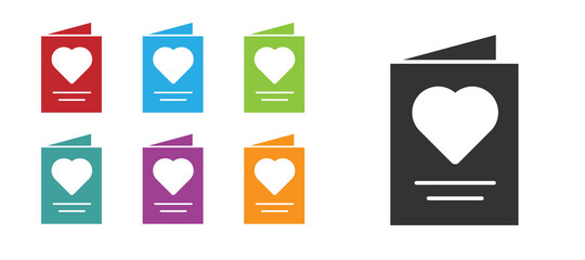 Black Greeting card icon isolated on white background. Celebration poster template for invitation or greeting card. Set icons colorful. Vector.