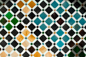 Mosaic at the Alhambra, in Nazaries Palace. Granada, Spain - obrazy, fototapety, plakaty