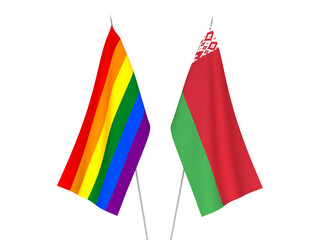 Belarus and Rainbow gay pride flags