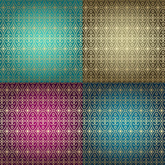Ornamental luxury seamless pattern set with gold elements 