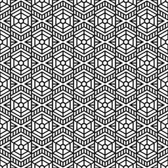 Geometric ornamental ethnic seamless pattern. Black and white 