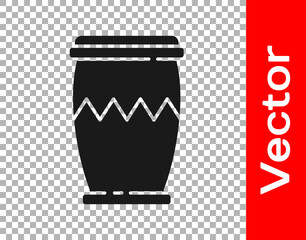 Black Drum icon isolated on transparent background. Music sign. Musical instrument symbol. Vector.