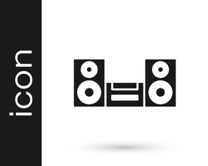 Black Home stereo with two speaker s icon isolated on white background. Music system. Vector.
