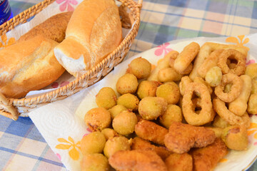 Fried Food in the Plate at Lunch