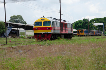 Fototapeta premium Train engines pulling trains of Thailand