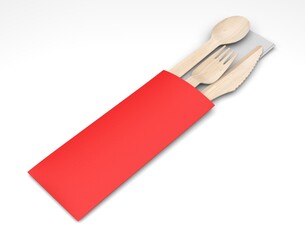Bank Promotional Design Dinner Fork Knife And Spoon Flatware Set For Mockup And Branding. 3d render illustration.