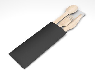 Bank Promotional Design Dinner Fork Knife And Spoon Flatware Set For Mockup And Branding. 3d render illustration.