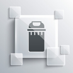 Grey Trash can icon isolated on grey background. Garbage bin sign. Recycle basket icon. Office trash icon. Square glass panels. Vector.