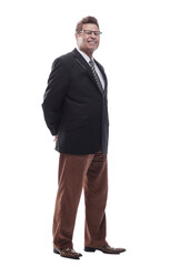 confident business man looking at copy-space. isolated on a white