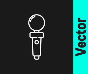 White line Joystick for arcade machine icon isolated on black background. Joystick gamepad. Vector Illustration.