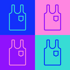Obraz premium Pop art line Sleeveless T-shirt icon isolated on color background. Vector Illustration.