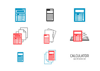 Calculator - vector icons set on white background.