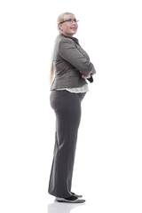 confident business woman looking forward. isolated on a white