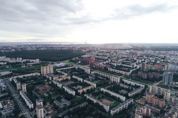 Aerial Townscape of Saint Petersburg City. Kalininsky District
