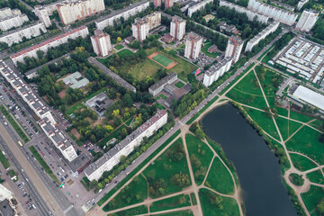 Aerial Townscape of Saint Petersburg City. Kalininsky District