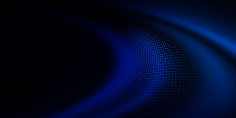Digital abstract blue dots wave background